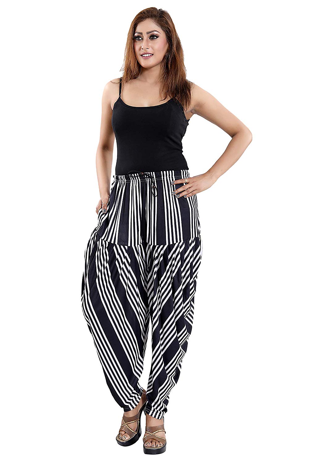 Women's Lines Printed Casual Wear Dhoti Bottom with Pocket