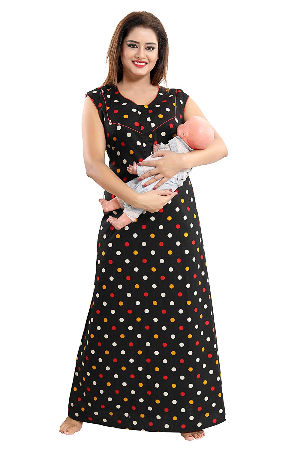 Women's Beautiful Print Cotton Fabric Feeding/Maternity/Nursing Nighty/Nightwear. Sleeveless Pattern