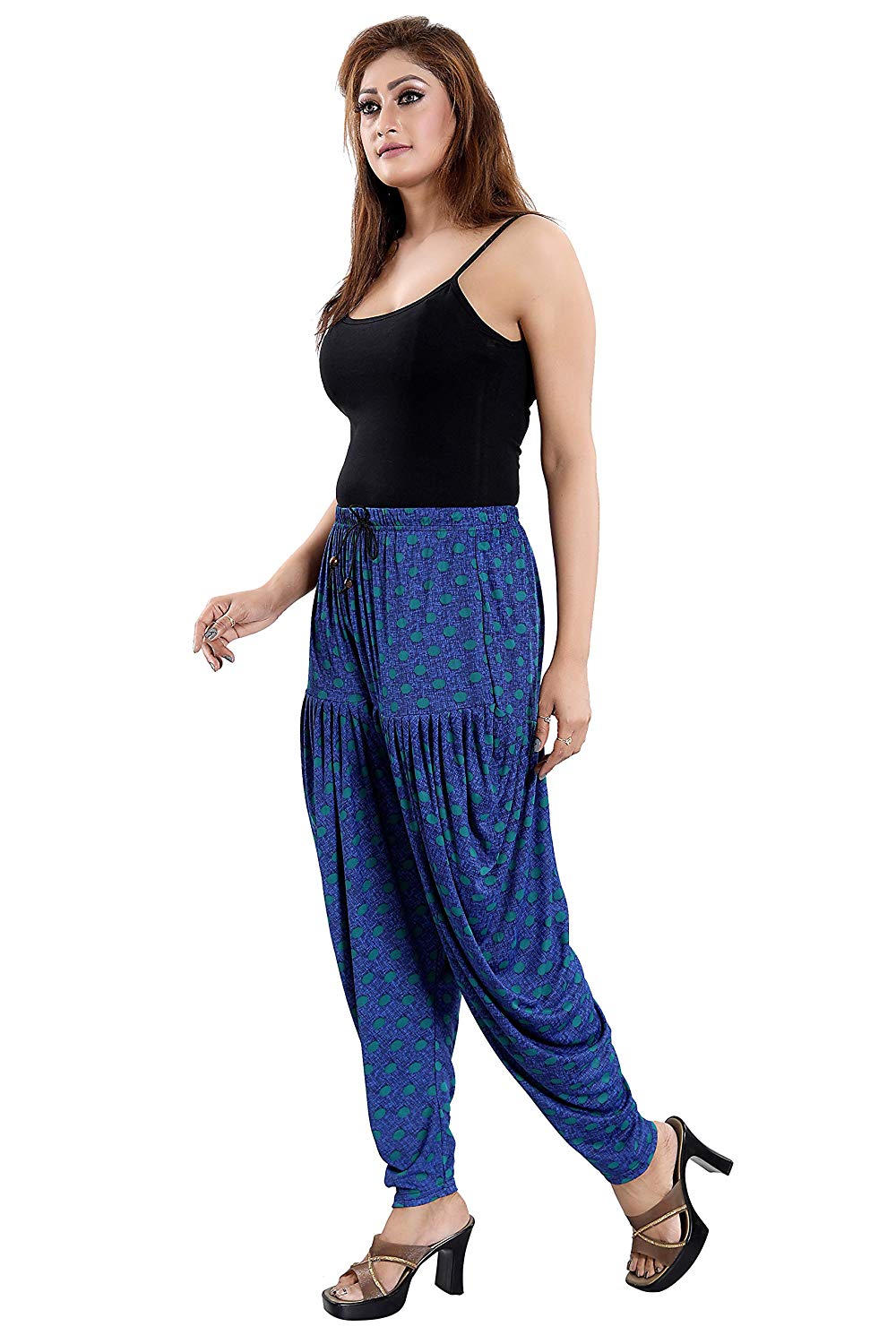 Women's Denim Polka Dot Print Casual Wear Dhoti Bottom with Pocket