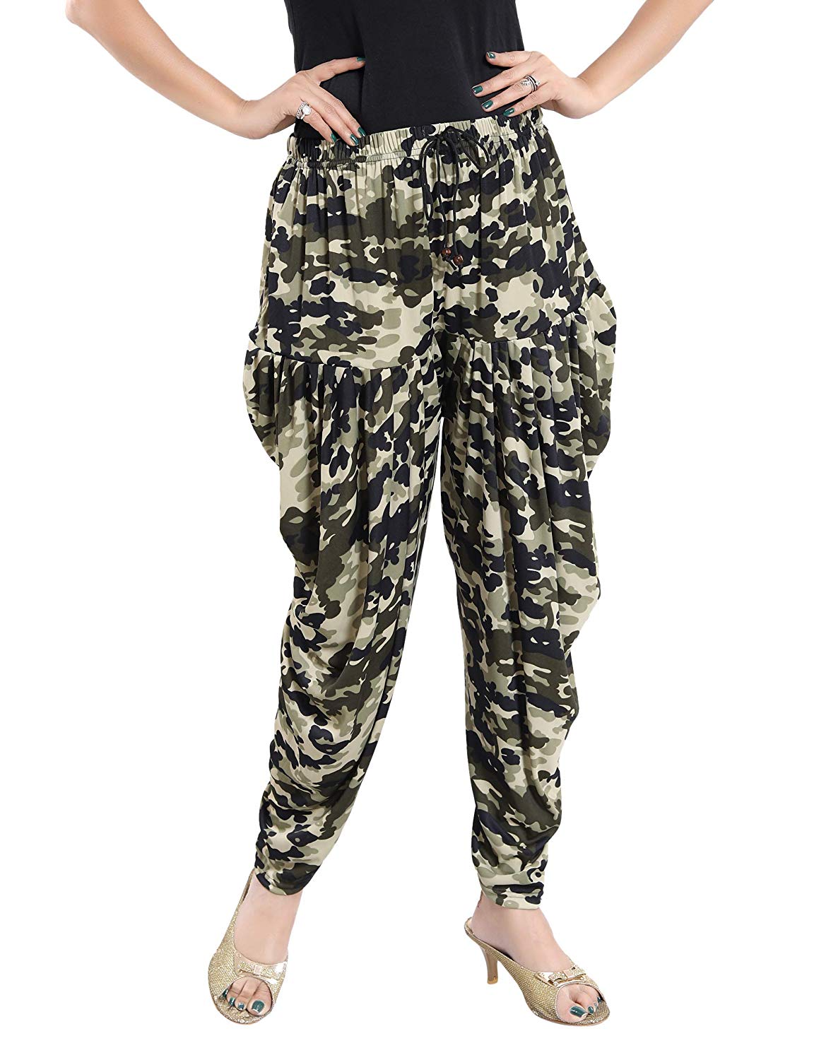 Women's Military Print Casual Wear Dhoti Bottom with Pocket