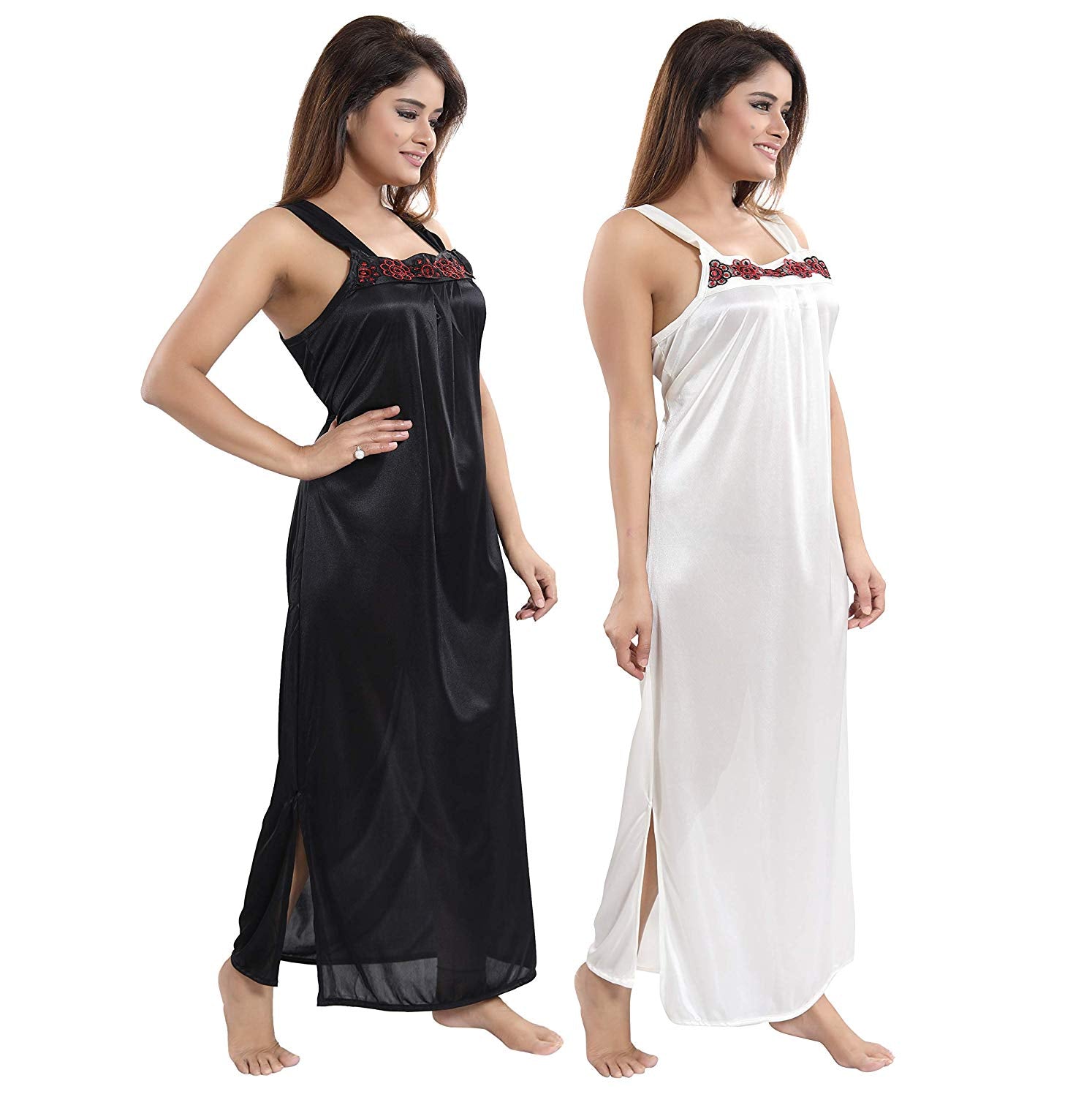 Women's Satin Fabric Slip/Nighty/Nightwear Smart Combo (Pack of 2) –  IndoMela