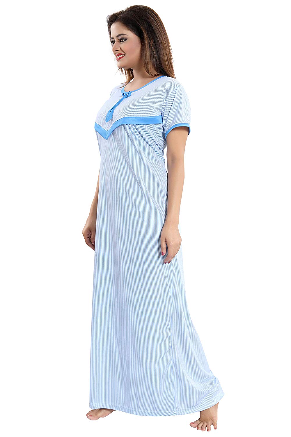 Women's Beautiful Lining Print in Soft Colors with V Pattern Feeding/Maternity/Nursing Nighty/Nightwear