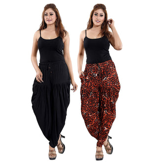 Women's Printed/Plain Casual Wear Dhoti Bottom with Pocket (Pack of 2)