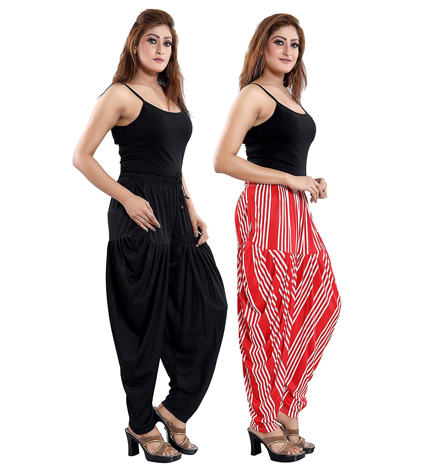 Women's Line Printed/Plain Casual Wear Dhoti Bottom with Pocket (Pack of 2)