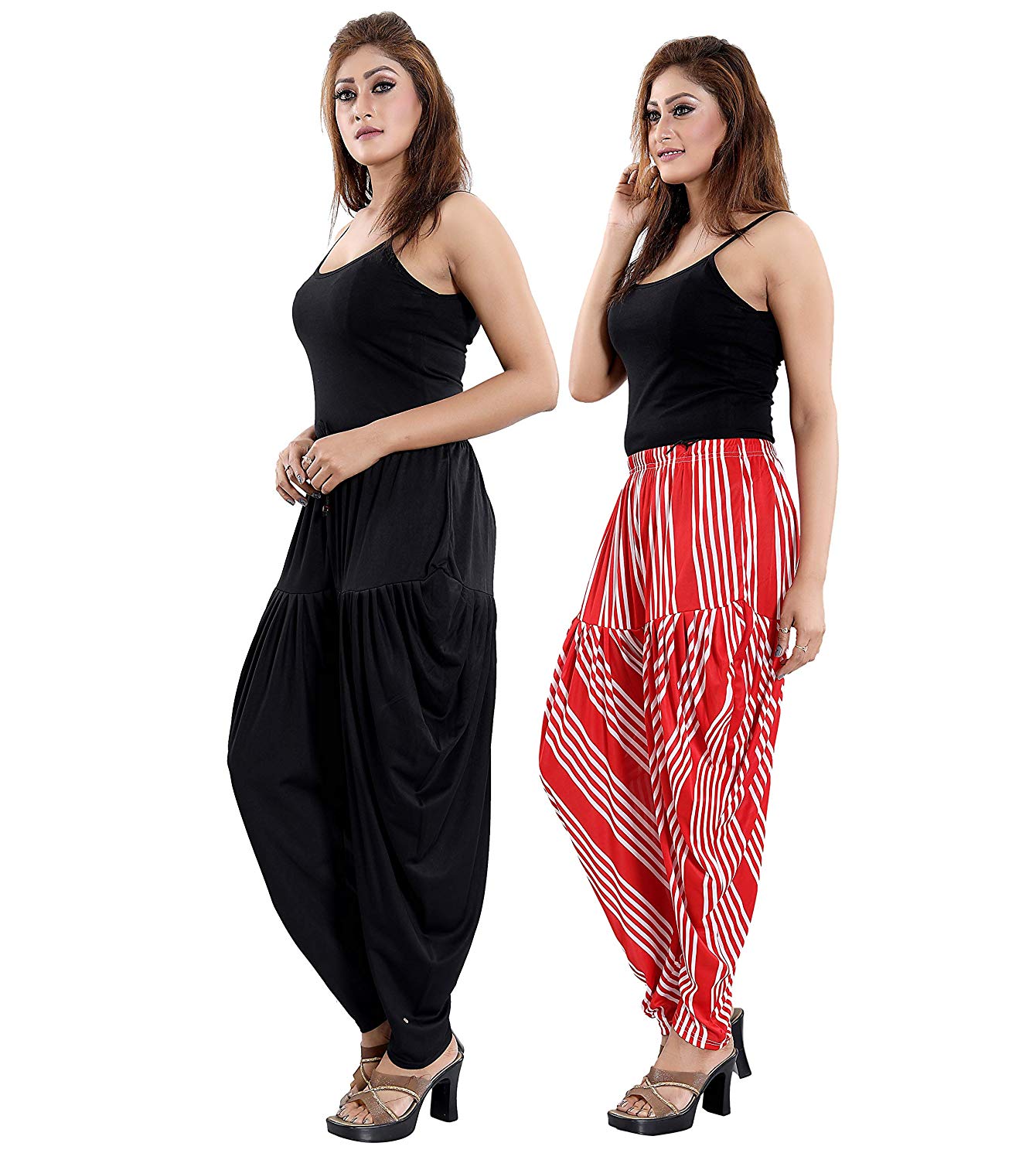 Women's Line Printed/Plain Casual Wear Dhoti Bottom with Pocket (Pack of 2)