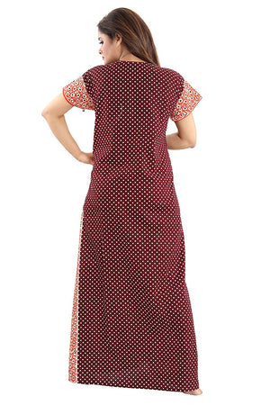 Women's Beautiful Print Cotton Fabric Nighty/Nightwear with Long Zip (Multipurpose)