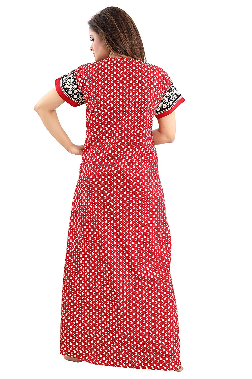 Women's Beautiful Print Cotton Fabric Nighty/Nightwear with Long Zip (Multipurpose)