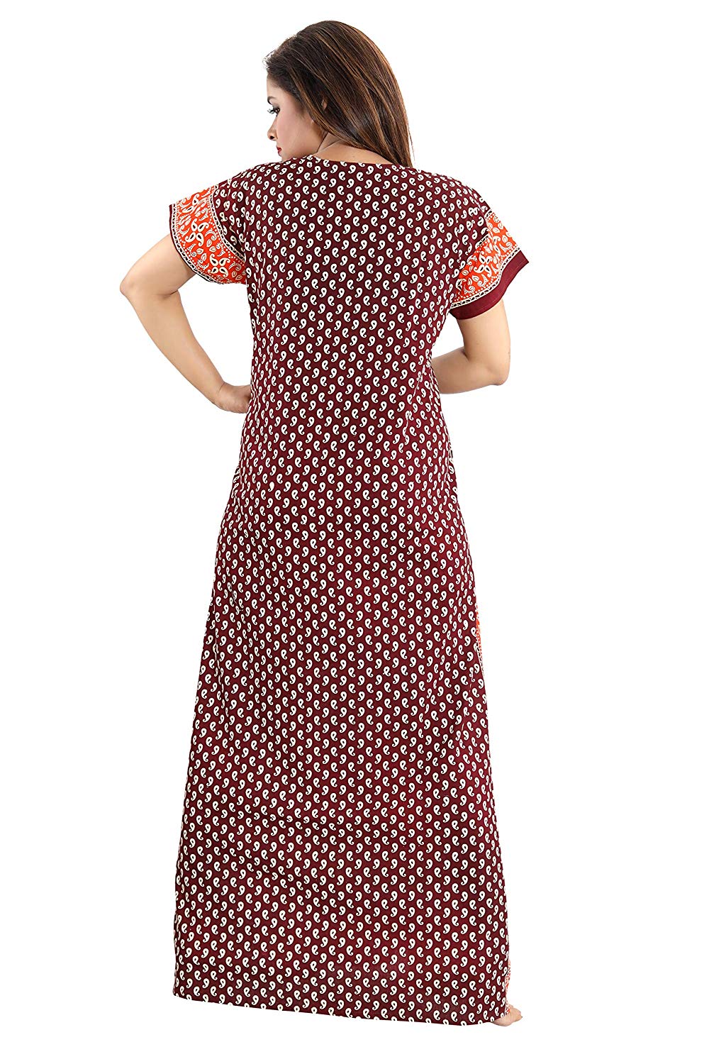 Women's Beautiful Print Cotton Fabric Nighty/Nightwear with Long Zip (Multipurpose)