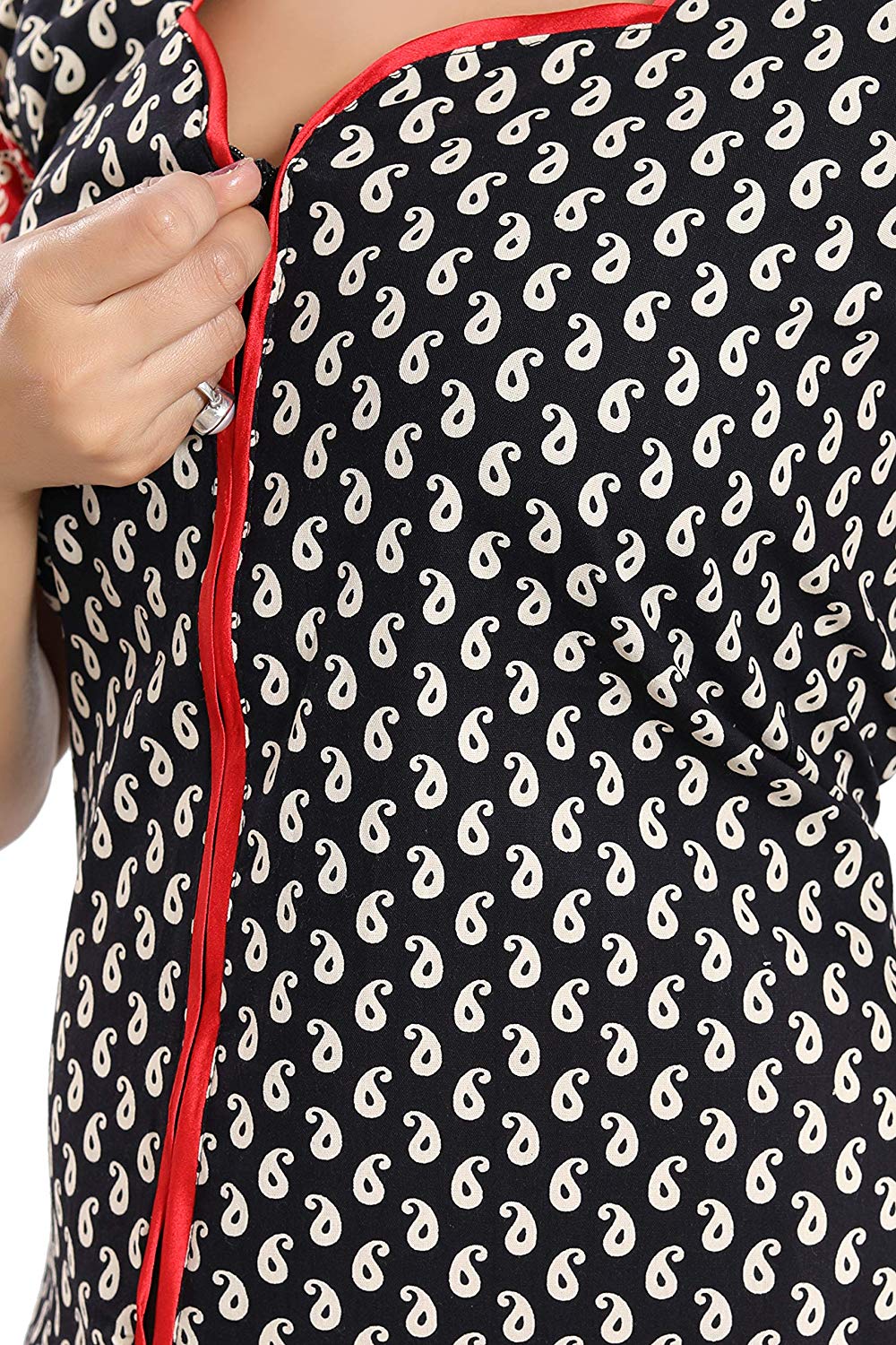 Women's Beautiful Print Cotton Fabric Nighty/Nightwear with Long Zip (Multipurpose)