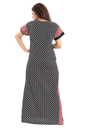 Women's Beautiful Print Cotton Fabric Nighty/Nightwear with Long Zip (Multipurpose)