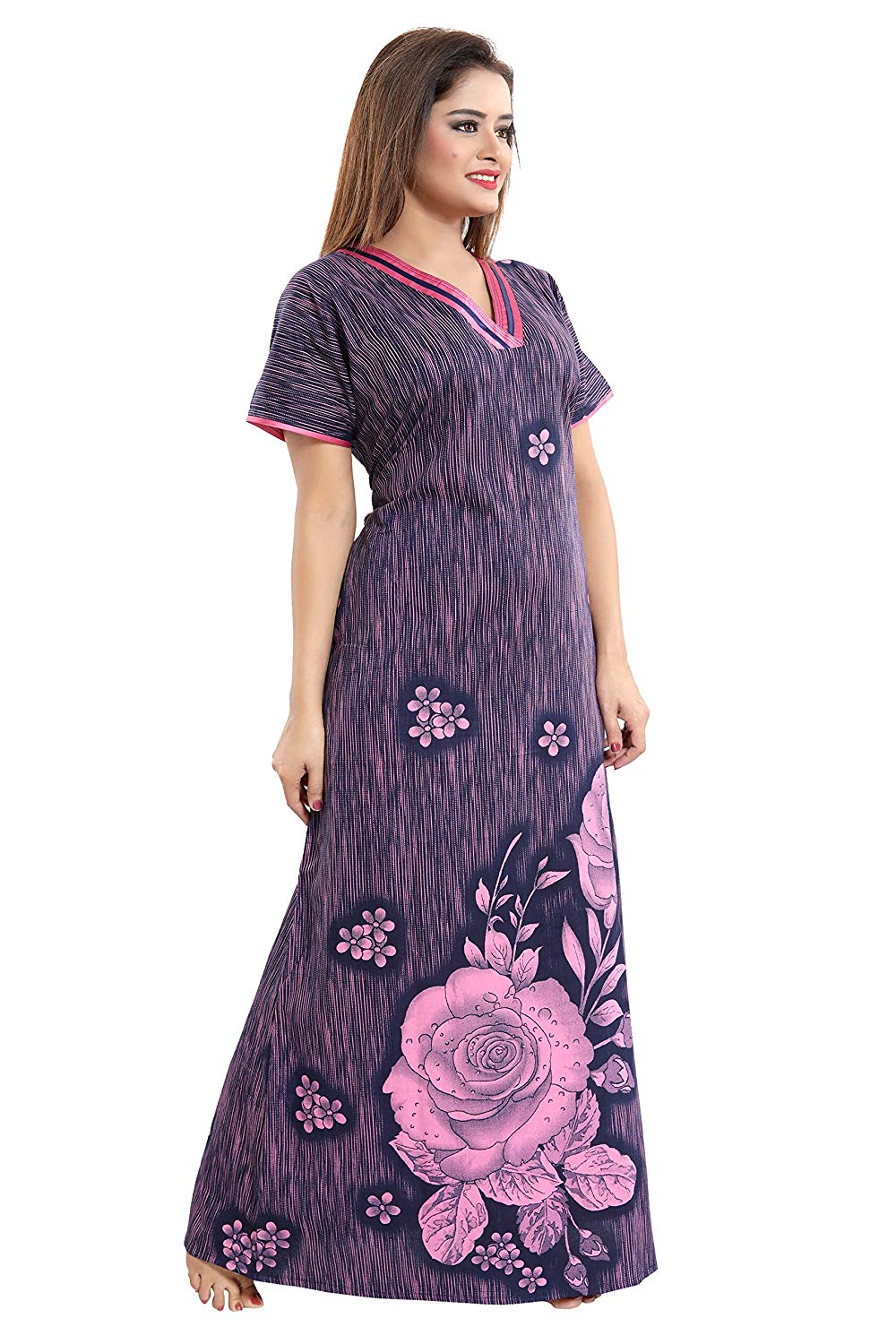 SHEIN Plus Contrast Lace Half Button Flounce Sleeve Nightdress | Night  dress, Girls night dress, Cotton night dress