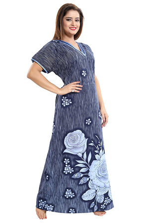 Women's Beautiful Print Cotton Fabric Night Gown/Nightwear/Nighty/Nigh –  IndoMela
