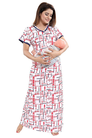 Women's Beautiful Print with Invisible Zip Feeding/Maternity/Nursing Nighty/Nightwear