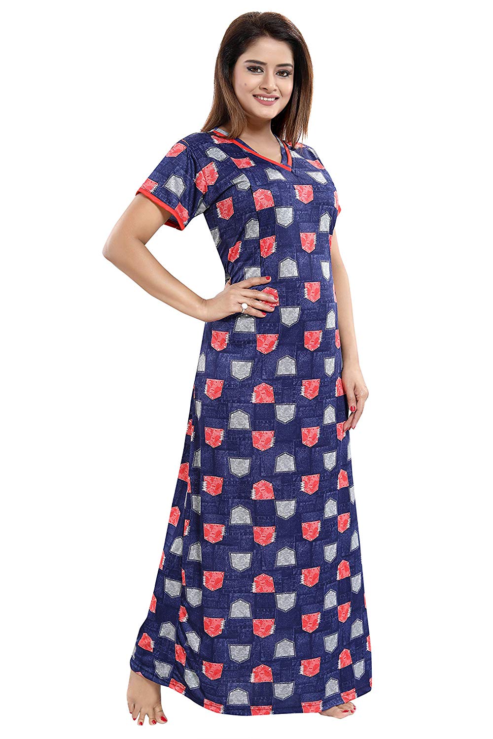 Women's Beautiful Print with Invisible Zip Feeding/Maternity/Nursing Nighty/Nightwear