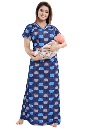 Women's Beautiful Print with Invisible Zip Feeding/Maternity/Nursing Nighty/Nightwear