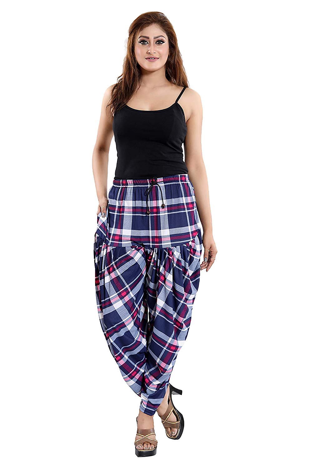 Women's Checks Printed Casual Wear Dhoti Bottom with Pocket