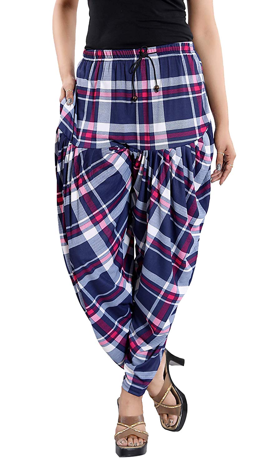 Women's Checks Printed Casual Wear Dhoti Bottom with Pocket