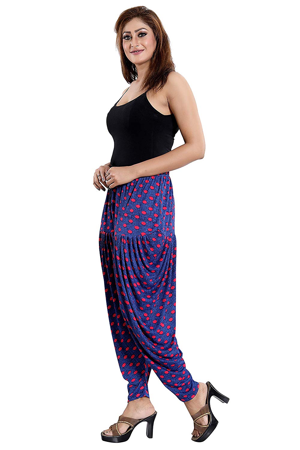 Women's Denim Polka Dot Print Casual Wear Dhoti Bottom with Pocket