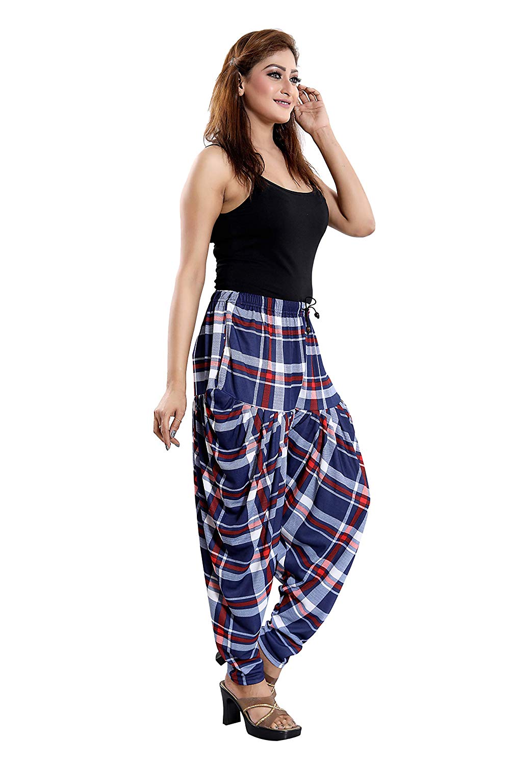 Women's Checks Printed Casual Wear Dhoti Bottom with Pocket