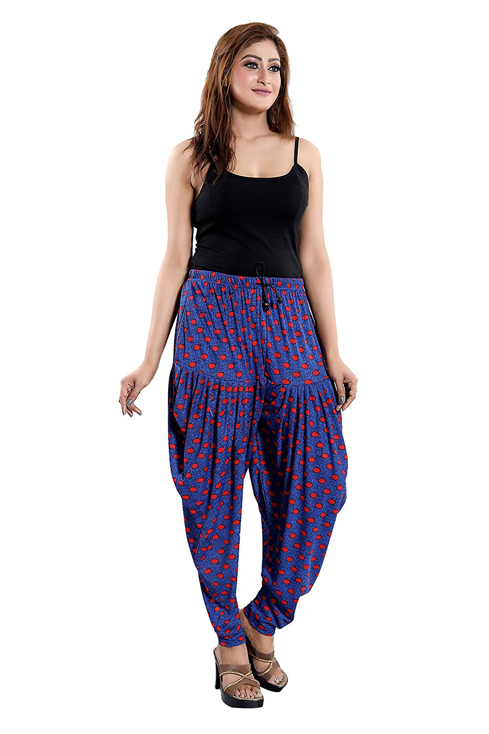 Women's Denim Polka Dot Print Casual Wear Dhoti Bottom with Pocket